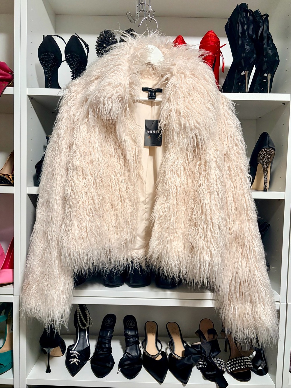 Forever 21 Cream Faux Fur Teddy Jacket